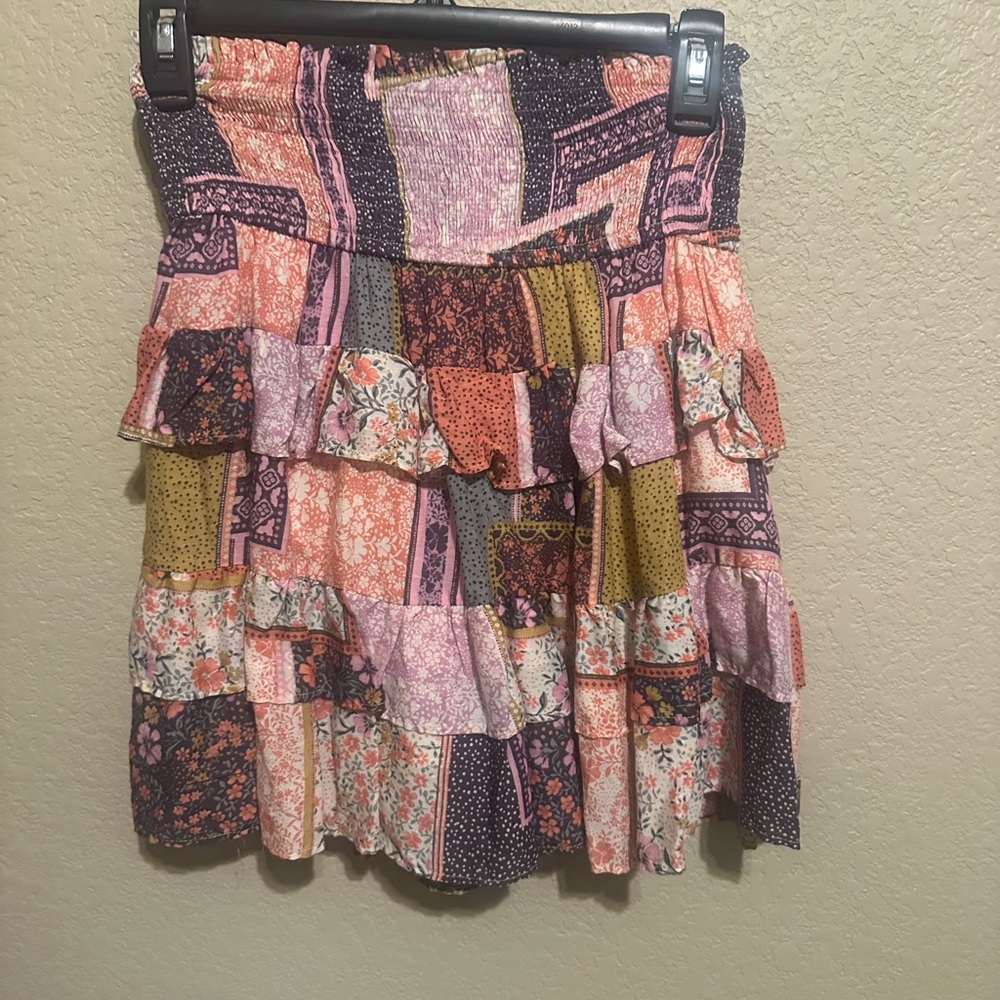 Patchwork Floral Tiered Skirt